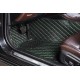 Black and Green Stitching Luxury Leather Diamond Car Mats