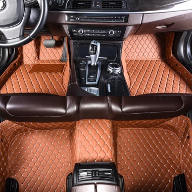 Brown Luxury Leather Diamond Car Mats