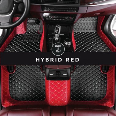 Black and Red Hybrid Mode Premium Diamond Car Mats
