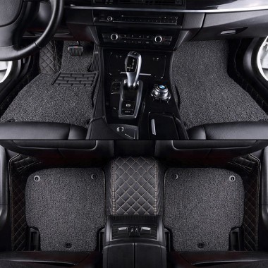 Black and Grey Double Layer Premium Diamond Car Mats