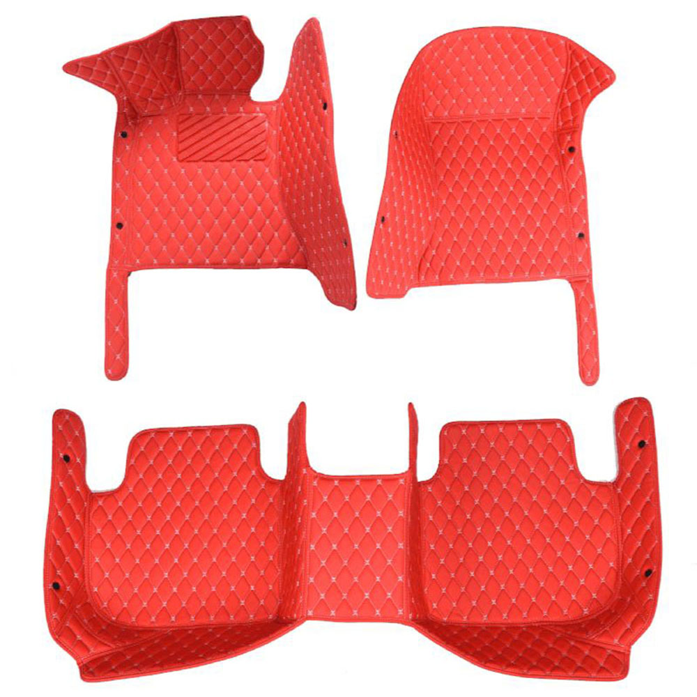 Red Luxury Leather Diamond Car Mats for Kia Stonic KX1