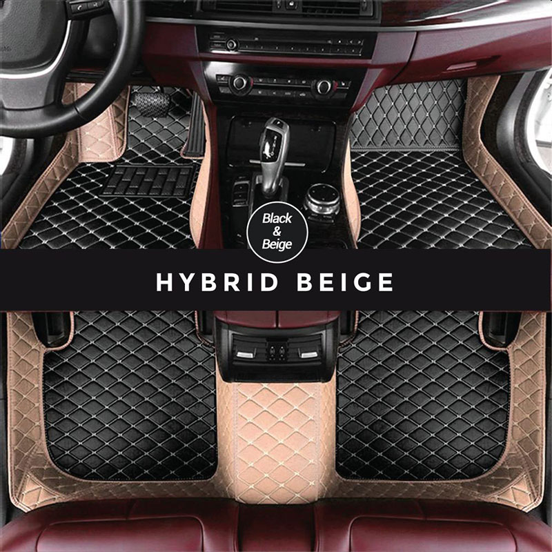 Black and Beige Hybrid Mode Premium Diamond Car Mats for Peugeot RCZ