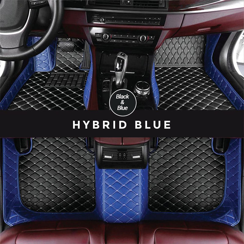 Black and Blue Hybrid Mode Premium Diamond Car Mats for Peugeot RCZ